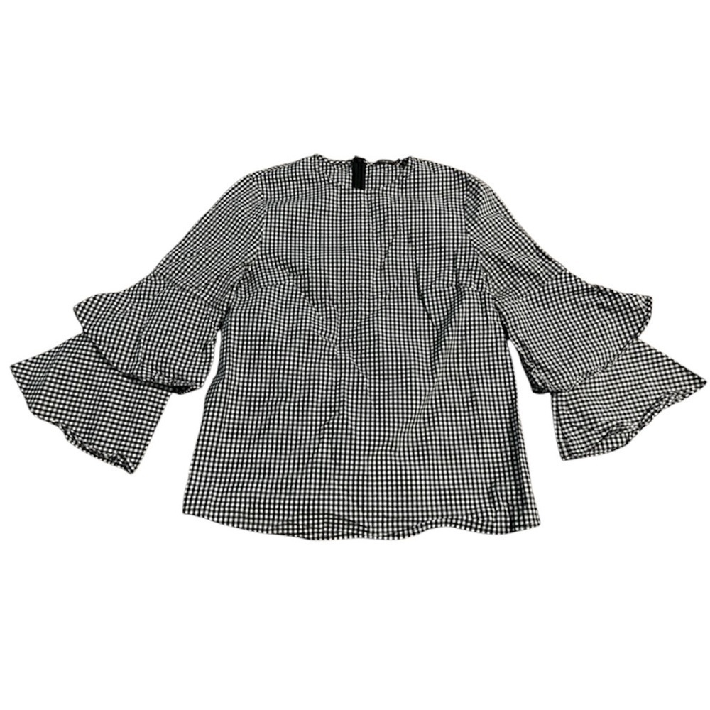 J. McLaughlin Black and White Checkered Blouse Size XS